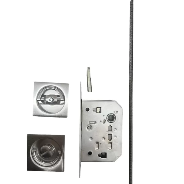 Comit KIT PER PORTE A LIBRO NICCHIE QUADRE 53X53 MM ANELLO + ANELLO IN FOLLE CON ASTA E SERRATURA CROMO SATINATO