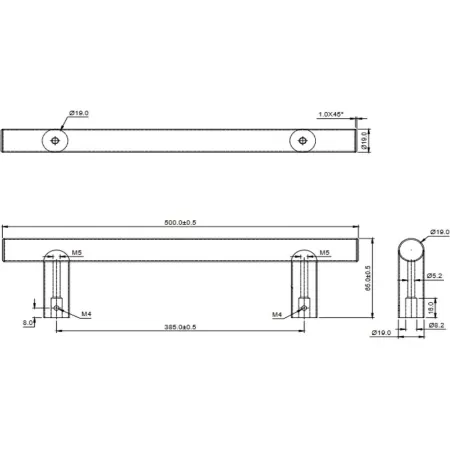 MANIGLIA PORTASCIUGAMANO BUNOS INTERASSE 385 MM, LARGHEZZA 500 MM, INOX SPAZZOLATO 2