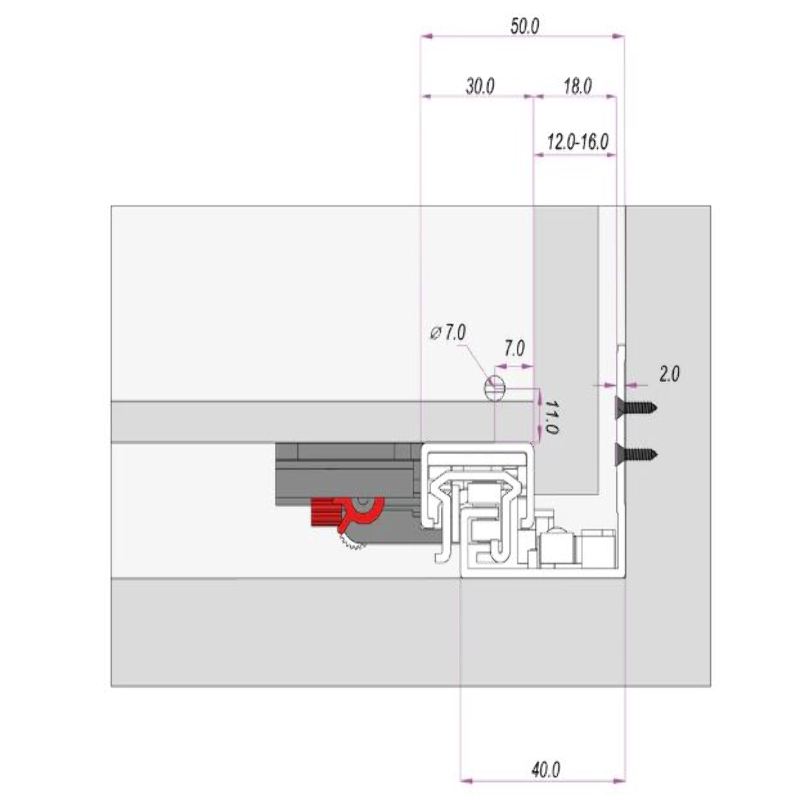 Ram Industrie GUIDA A SCOMPARSA SOFT CLOSING 3D 350 MM PORTATA 35 KG Art.Q50350