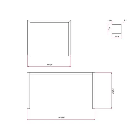 Ram Industrie STRUTTURA PER TAVOLI 90X140 CM COLORE NERO - Art. TS501400N 2