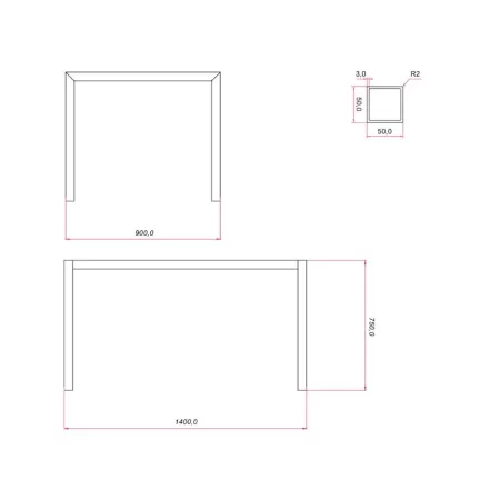 Ram Industrie STRUTTURA PER TAVOLI 90X140 CM COLORE ALLUMINIO - Art. TS501400A 2