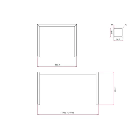 Ram Industrie STRUTTURA PER TAVOLI 90X140 CM ALLUNGABILE 240 CM COLORE ALLUMINIO Art.TG50900A 2
