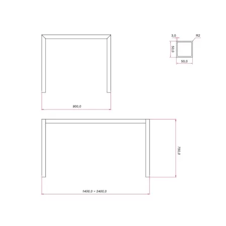 Ram Industrie STRUTTURA PER TAVOLI 90X140 CM ALLUNGABILE 240 CM COLORE NERO Art.TG50900N 2