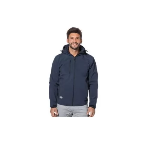 Logica Professional GIUBBINO DA LAVORO IMPERMEABILE SOFT-SHELL CON CAPPUCCIO STACCABILE BLU TAGLIA XL - Art. SLALOMCAP3-XL
