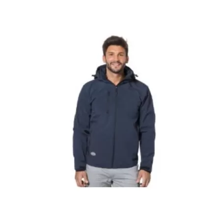 Logica Professional GIUBBINO DA LAVORO IMPERMEABILE SOFT-SHELL CON CAPPUCCIO STACCABILE COLORE BLU TAGLIA 2XL - Art. SLALOMCAP3-