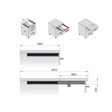 Ram Industrie PIANO ESTRAIBILE FILO TOP ESTENSIONE TOTALE 450 MM LARGHEZZA 600 MM - Art. T110450A 2