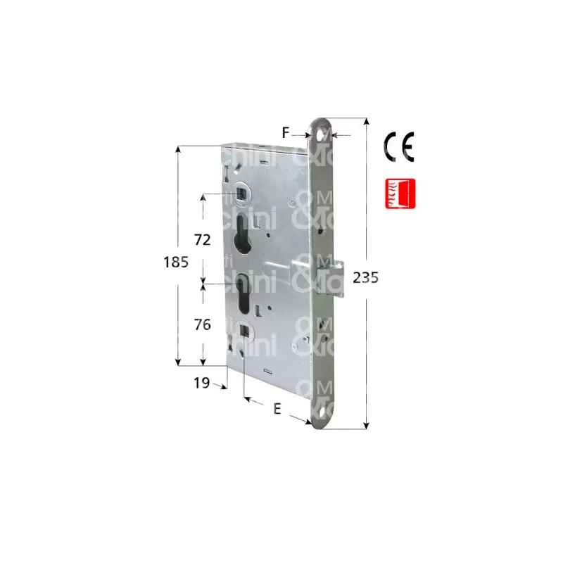 SERRATURA PER PORTE TAGLIA FUOCO AD INFILARE Cisa 43000650 SOLO SCROCCO ENTRATA 65 MM QUADRO 9 MM FRONTALE 24X235- Art. 40043000