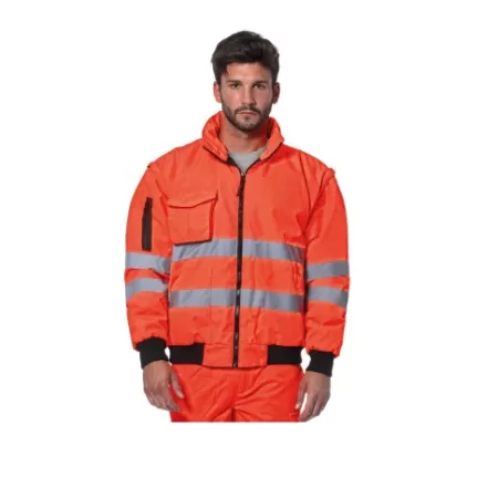 Logica Professional GIUBBINO ALTA VISIBILITA' BOMBER NYLON ARANCIO HV CON BANDE EN20471 TAGLIA XL - Art. SUMMITHV/A-XL