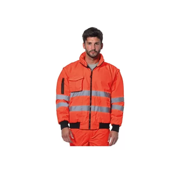 Logica Professional GIUBBINO ALTA VISIBILITA' BOMBER NYLON ARANCIO HV CON BANDE EN20471 TAGLIA XL - Art. SUMMITHV/A-XL