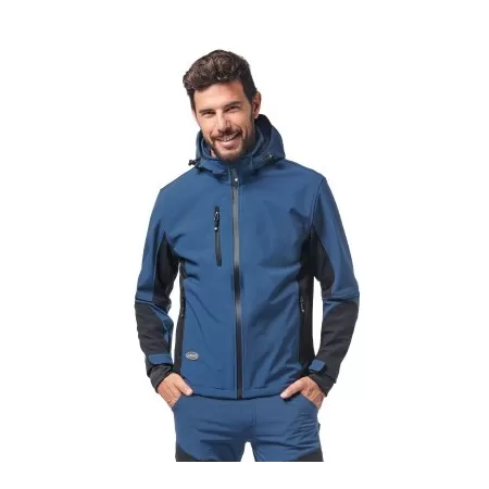 Logica Professional GIUBBINO DA LAVORO SOFT-SHELL BLU OCEANO CON CAPPUCCIO STACCABILE TAGLIA 2XL - Art. URAGAN8-2XL