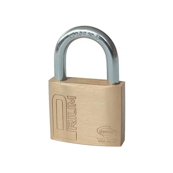  LUCCHETTO PRIUM CORBIN IN OTTONE AD ARCO CROMATO 2 CHIAVI 70 MM 