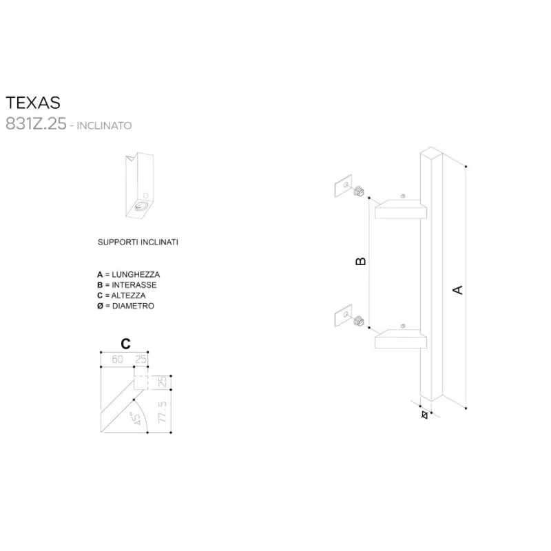 MANIGLIONE PER PORTE IN ACCIAIO INOX SATINATO TEXAS INCLINATO INTERASSE 300 MM LUNGHEZZA 50 CM Art.1128802