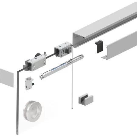  HELM GT-L 50  KIT PORTA SCORREVOLE SET FERRAMENTA VETRO 8-10 MM L=2000 MM PARETE 50 KG, ALL.ANOD.ARG - Art. 102287726