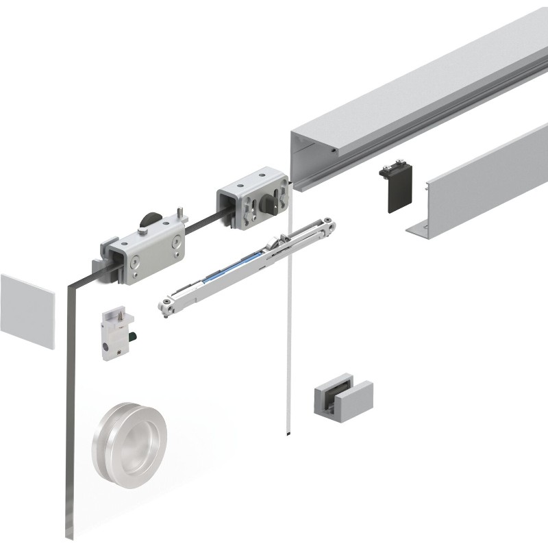 HELM GT-L 50  KIT PORTA SCORREVOLE SET FERRAMENTA VETRO 8-10 MM LUNGHEZZA 2000 MM PARETE 50 KG, ALL.ANOD.ARG