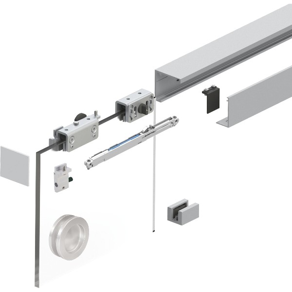 HELM GT-L 50  KIT PORTA SCORREVOLE SET FERRAMENTA VETRO 8-10 MM LUNGHEZZA 2000 MM PARETE 50 KG, ALL.ANOD.ARG