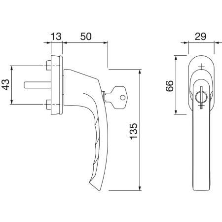 MANIGLIA PER FINESTRA DK HOPPE MARTELLINA LIEGE CON CILINDRO CHIUSURA ANODIZZATO ARGENTO - Art. 102202370DK 2