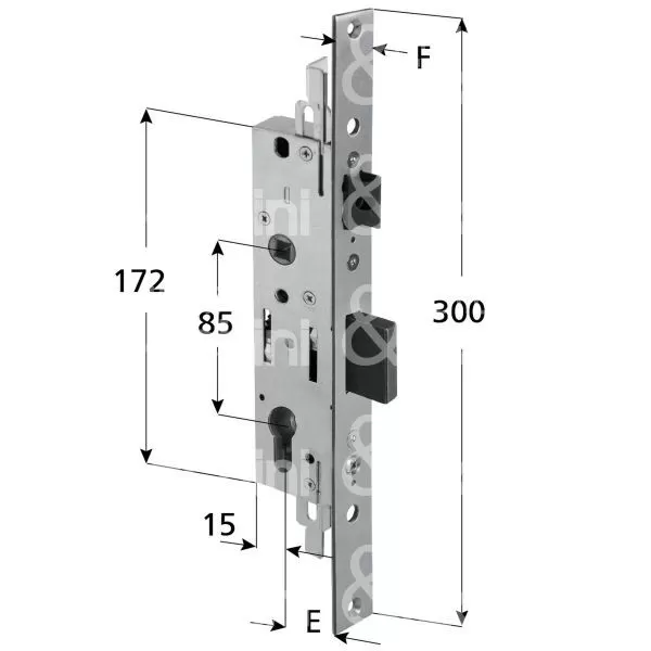 serratura MP1 per montanti triplice ad ingranaggi ent. 25 corni umipas