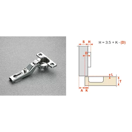 Salice CERNIERA SALICE MINI C6A7L99 SCODELLINO 26 MM COLLO 9 APERTURA 94° SERIE 600 MM 26X11,5 ACCIAIO NICHELATO 