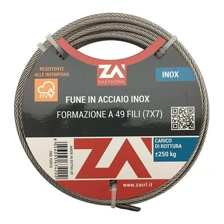 FUNE ACCIAIO INOX DIAMETRO 4 MM 10 METRI - Art. 7542284