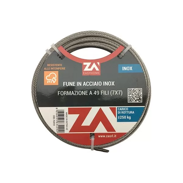 FUNE ACCIAIO INOX DIAMETRO 6 MM 10 METRI - Art. 7542288