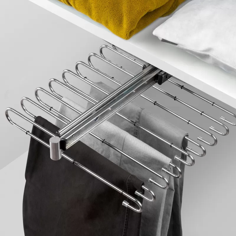 Emuca PORTA PANTALONI ESTRAIBILE, CROMATO BRILLO, ACCIAIO - Art. 7017811