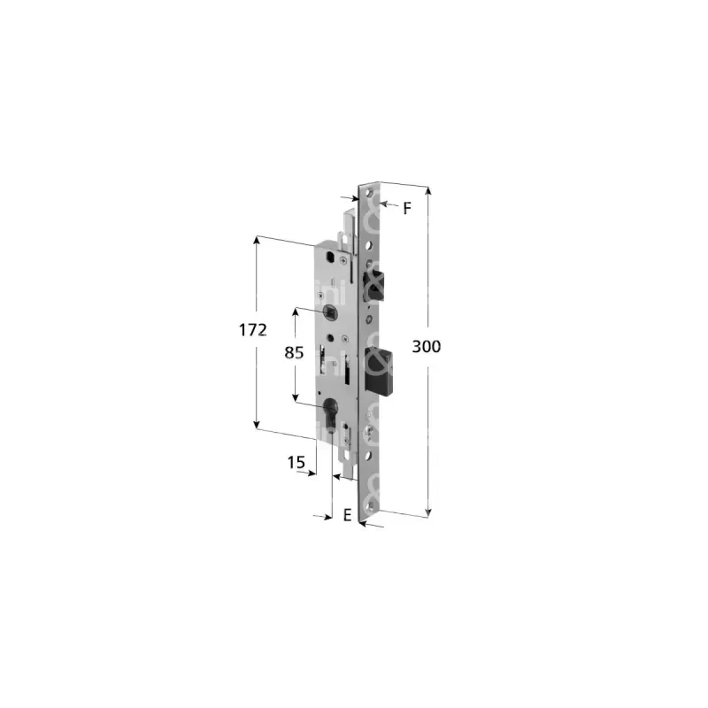 SERRATURA MP1 PER MONTANTI TRIPLICE SCROCCO PIU' CATENACCIO ENTRATA 30 MM INTERASSE MANIGLIA 85 MM