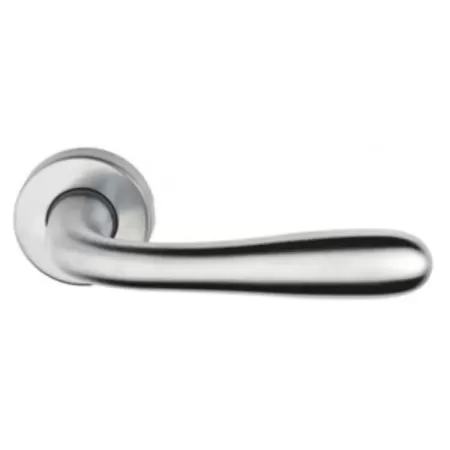 MEZZA MANIGLIA MODELLO GOCCIA IN ZAMA CROMO SATINATA CON ROSETTA TONDA SINISTRA