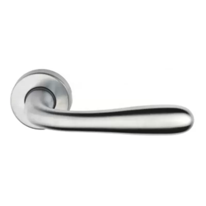 MEZZA MANIGLIA MODELLO GOCCIA IN ZAMA CROMO SATINATA CON ROSETTA TONDA SINISTRA