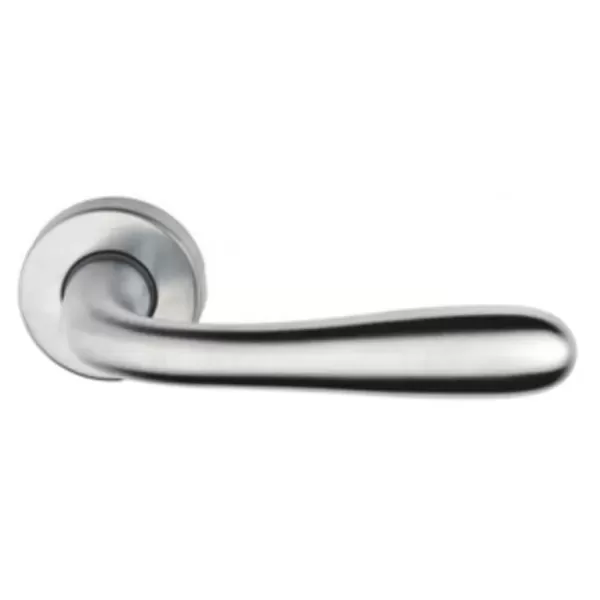 MEZZA MANIGLIA MODELLO GOCCIA IN ZAMA CROMO SATINATA CON ROSETTA TONDA SINISTRA