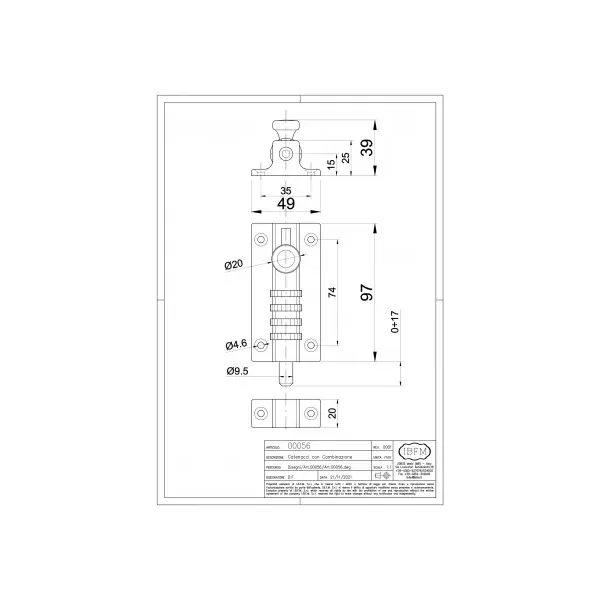 Catenaccio orizzontale a combinazione ibfm art. 56 nero