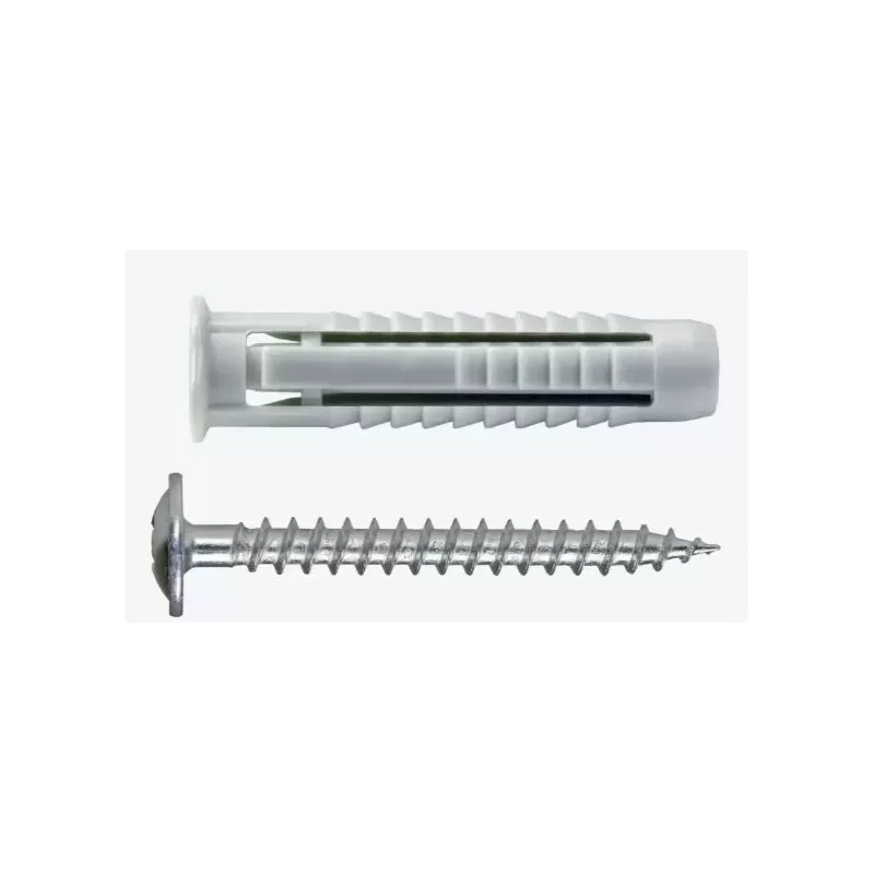 TASSELLO UNIVERSALE IN NYLON 6X30 MM CON VITE TESTA PIANA LARGA PEZZI 50