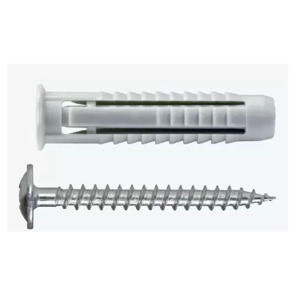 TASSELLO UNIVERSALE IN NYLON 6X30 MM CON VITE TESTA PIANA LARGA PEZZI 50