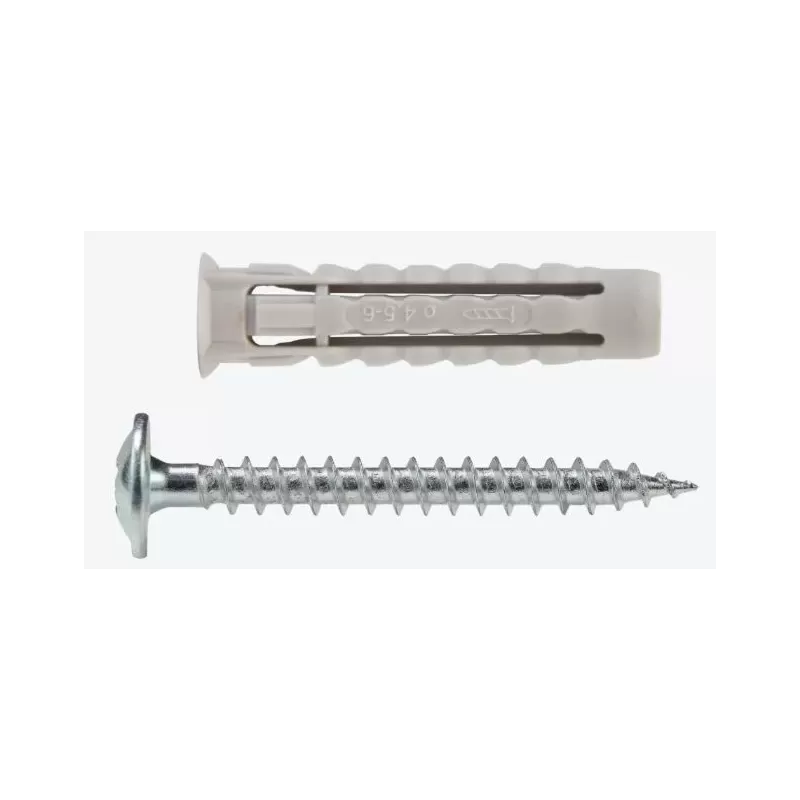 TASSELLO UNIVERSALE IN NYLON FXU CON BORDINO 6X30 MM CON VITE TESTA PIANA LARGA PEZZI 50