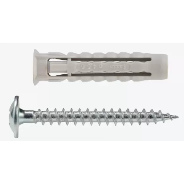 TASSELLO UNIVERSALE IN NYLON FXU CON BORDINO 6X30 MM CON VITE TESTA PIANA LARGA PEZZI 50