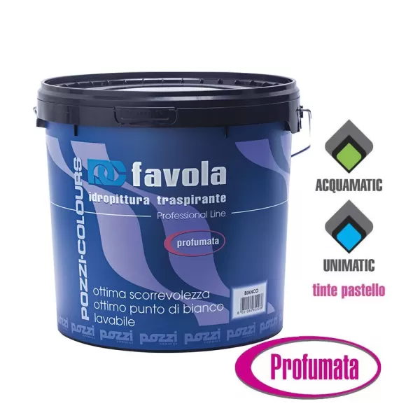 Pozzi Colours PITTURA MURALE LAVABILE TRASPIRANTE PROFUMATA FAVOLA COLORE BIANCO 14 L - Art. 12345.0000 LT14
pittura murale, pi