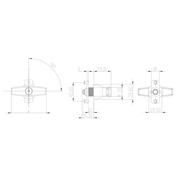 Moia MANIGLIA A T CROMATA CON SERRATURA LUNGHEZZA 80 MM - Art. 220050
