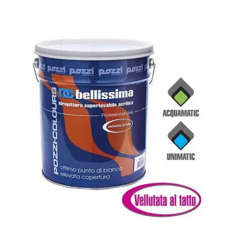 Pozzi Colours BELLISSIMA PITTURA MURALE SUPERLAVABILE ACRILICA COLORE BIANCO 14 L - Art. 12009.0000 LT14