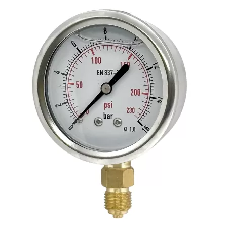 manometro inox 304 con glicerina d.63 mm attac. radiale 1/4'' bar 400 umipas