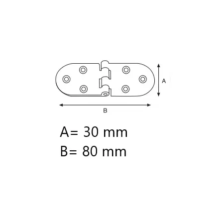 cerniera a biscotto senza fermo 30x80 mm ottonata umipas 2