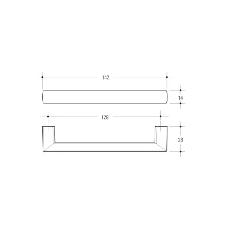 MANIGLIA POLIPLAST 044 INTERASSE 128 MM RAL 9006 2
