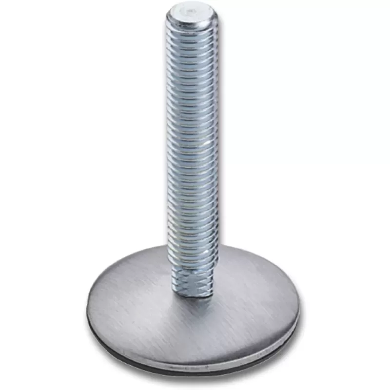 PIEDINO PER MOBILI CON QUADRO FRESATO M 10X60 DIAMETRO 50 MM INOX SPAZZOLATO/ACCIAIO ZINCATO