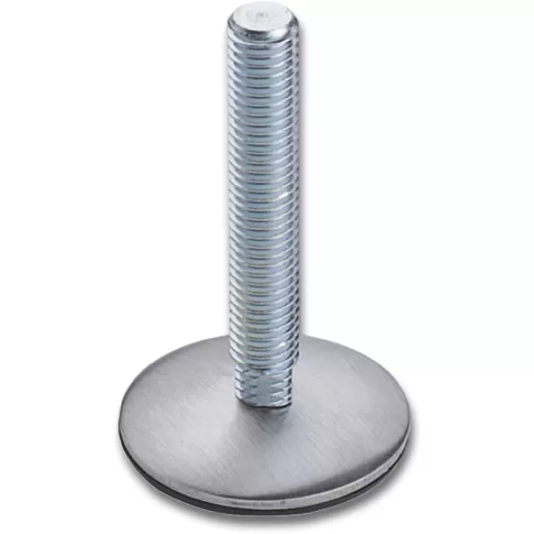 PIEDINO PER MOBILI CON QUADRO FRESATO M 10X60 DIAMETRO 50 MM INOX SPAZZOLATO/ACCIAIO ZINCATO