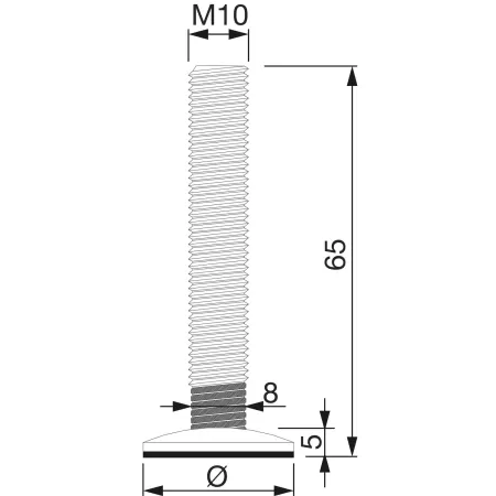 PIEDINO PER MOBILI CON QUADRO FRESATO M 10X60 DIAMETRO 50 MM INOX SPAZZOLATO/ACCIAIO ZINCATO 2