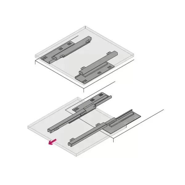 RAM INDUSTRIE GUIDA A SCOMPARSA SOFT CLOSING 450 MM PORTATA 35 KG