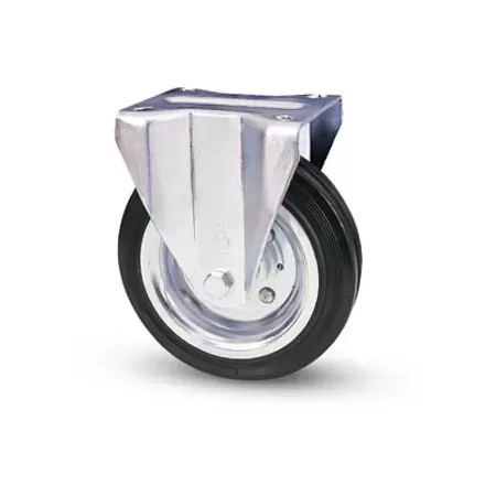 RUOTA IN GOMMA A FORCELLA AVO 80A DIAMETRO 180X50 MM CON PIASTRA FISSA 140X110 MM - KG 170