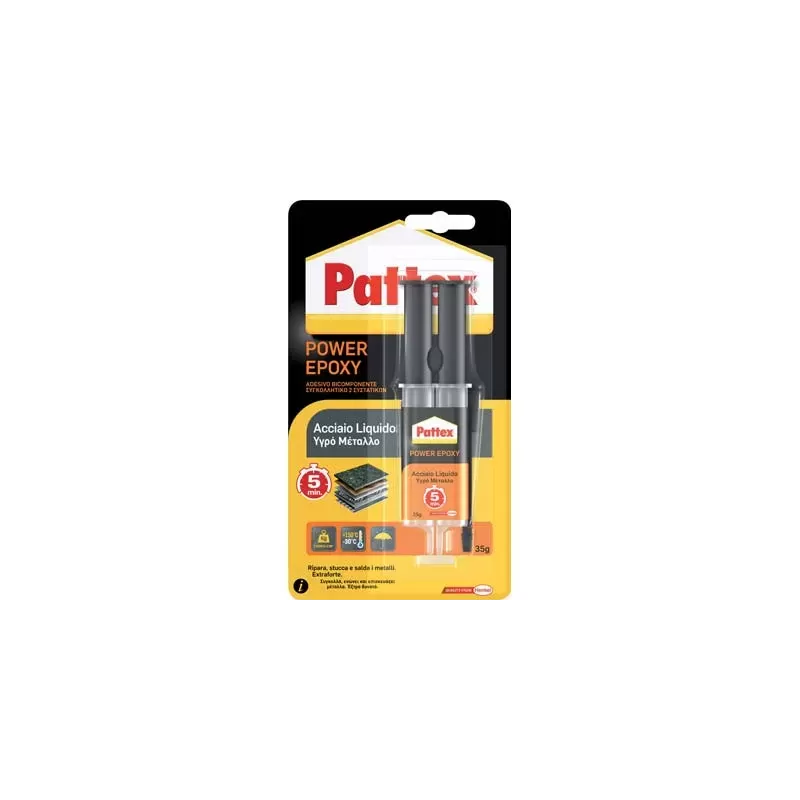 PATTEX POWER EPOXY ACCIAIO LIQUIDO MIX SIRINGA 35 GRAMMI
