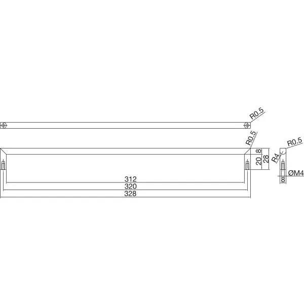 maniglia per mobili oro opaco oro satinato quadrata int. 320 mm estamp umipas