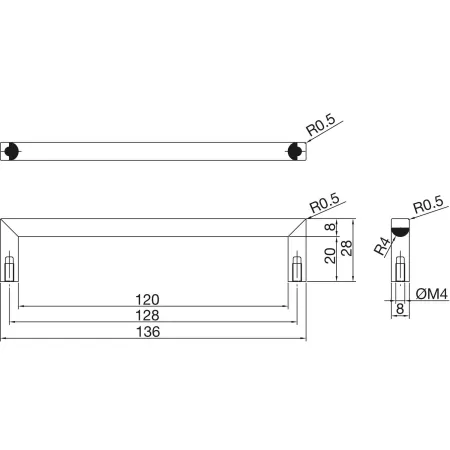 maniglia per mobili quadrata estamp 128 mm in zama oro opaco umipas 2