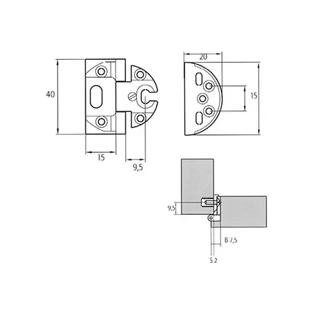 VI.TEL. CERNIERA PER MOBILI PER PORTE IN BATTUTA SCODELLINO 40 MM BRONZATA 2