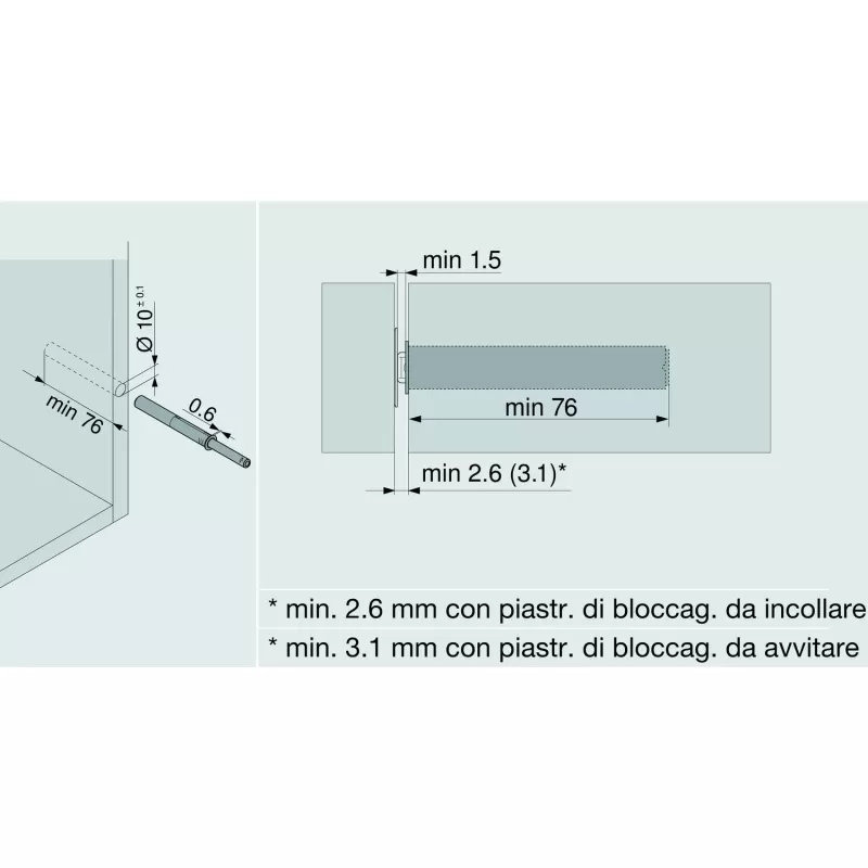 Blum BLUM TIP-ON LUNGO CON MAGNETE COLORE GRIGIO - Art. B-956A1004